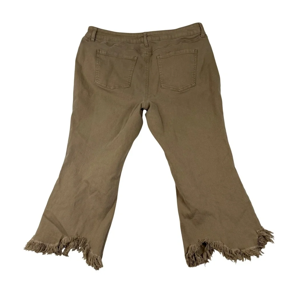 C. Est. 1946 Denim Tan Frayed Hem Wide Leg Flare Jeans Hi-Rise Plus Size 18W